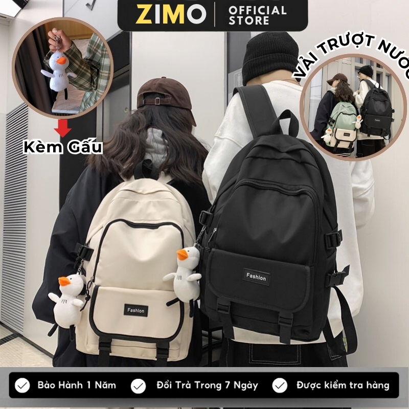 Balo nam nữ đi học chống nước mix gấu nhiều ngăn quai đệm ZIMO cặp đựng laptop học sinh sinh viên đi làm thời trang 291