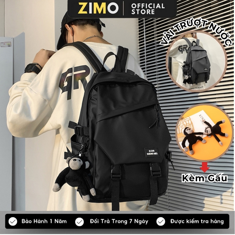 Balo đi học nam nữ chống nước mix gấu nhiều ngăn quai đệm ZIMO cặp đựng laptop 15.6inch đi làm Ba lô basic hàn quốc 554