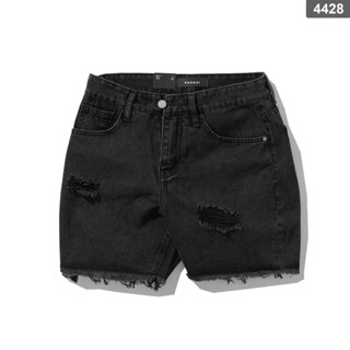 Quần short Mã_R4428, fomr ông rộng, gam màu đen rách nhẹ ngắn trên gối, dễ phối đồ, phong cách cá tính - PAPAZI