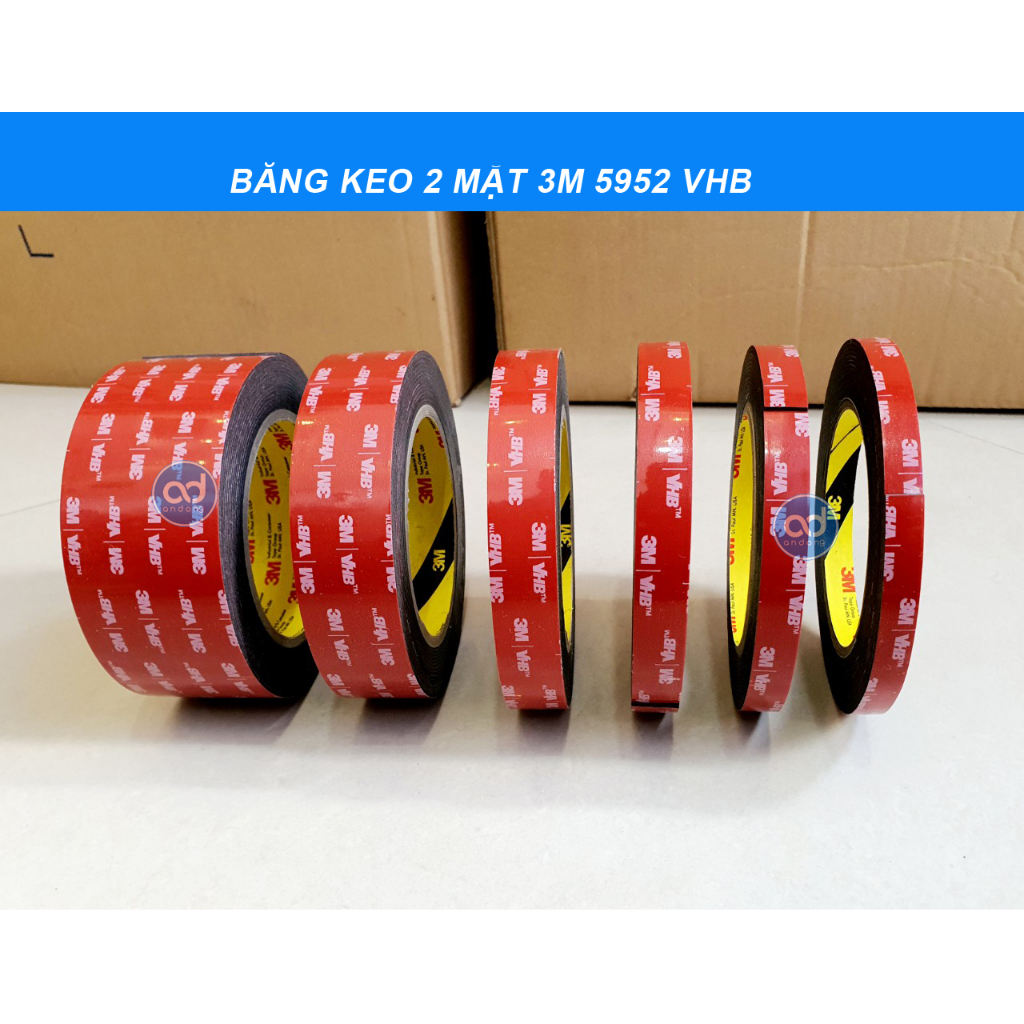 Băng Keo 2 Mặt Cường Lực Vhb 3M 5952 màu đen dán dây led, ống ghen, móc treo, ổ điện