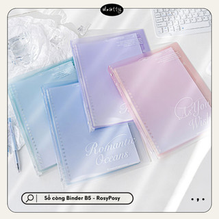 Sổ Còng Binder B5 RosyPosy Màu Gardient, Giấy Ô Vuông Và Kẻ Ngang Có Thể Refill, Kèm Ngăn Đựng Tài Liệu,Dotty Stationery