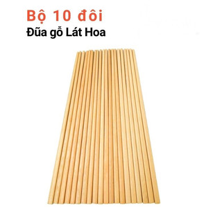 Bộ 10 đôi đũa gỗ lát hoa, đũa gỗ tự nhiên không hóa chất, giá xưởng, đũa ăn cơm