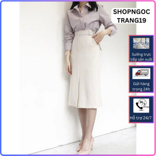 Chân Váy Bút Chì Xẻ Tà Dáng Suông Có Túi 70cm_SHOPNGOCTRANG19_Chất vitex loại 1_ May 2 Lớp Lót Lụa_CV141