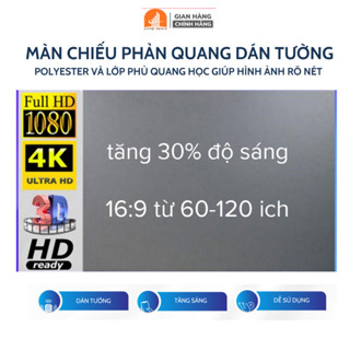 Màn chiếu phản quang dán tường Corisu 100- 120 INCH (Tặng miếng dán) độ tương phản cao tăng 30% độ sáng, có thể gấp gọn
