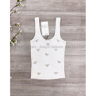 Áo top 3 lỗ zara authentic nơ đính đá bling