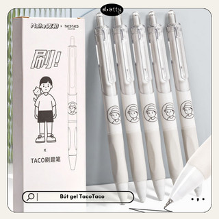 Bút Gel Đen TACO Ngòi 0.5mm Nhanh Khô Mực, Màu Trắng Đen Họa Tiết Cậu Bé Năng Động Phong Cách Nhật Bản, Dotty Stationery