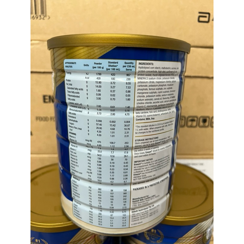 [ 3 lon ] Sữa bột Ensure Úc hương vanilla hộp 850g