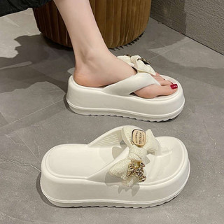  Dép sỏ ngón 5cm đế răng cưa cao su eva Dép tông nữ kèm nơ dễ thương hy399 