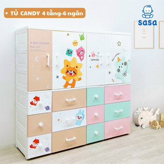 Tủ nhựa tủ đựng quần áo tủ đồ dùng cho bé 5 tầng mẫu mới gấu xanh thỏ hồng