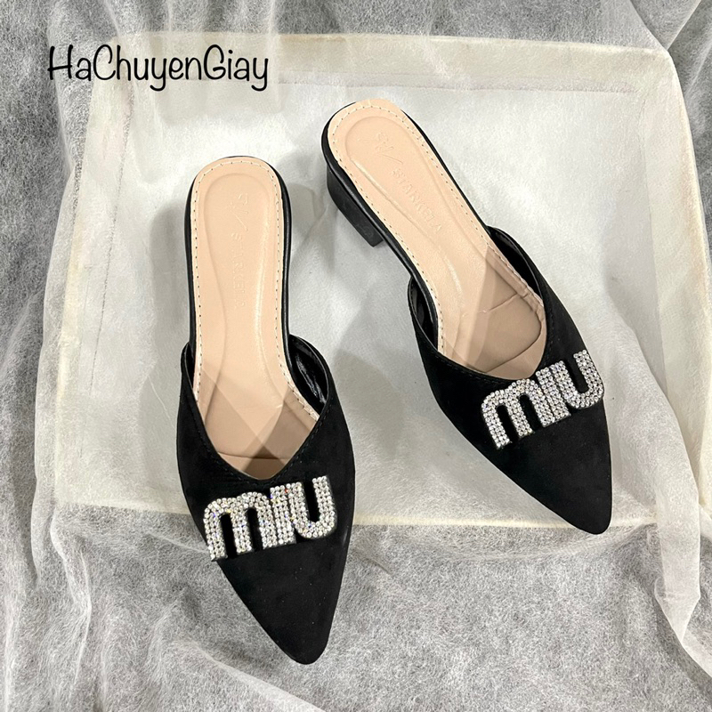  Dép Sandal Dép Sục Nữ Gắn Tang MIU đá Sang Chảnh 