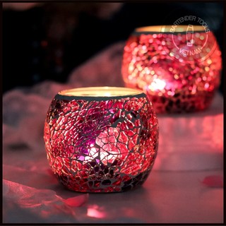 Cốc thủy tinh đốt nến tealight - Mẫu thủy tinh vỡ
