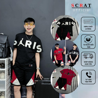 Bộ Quần Áo In Họa Tiết Chữ PARIS Quần In Logo Cực Hot - Bộ Paris Nam Nữ Jordan Chất Liệu Cotton Thoáng Mát -SCRAT