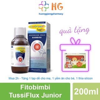 Fitobimbi Tussiflux Junior Siro ho cho bé Giúp giảm các triệu chứng ho có đờm Đau rát họng do Viêm họng Chai 200ml