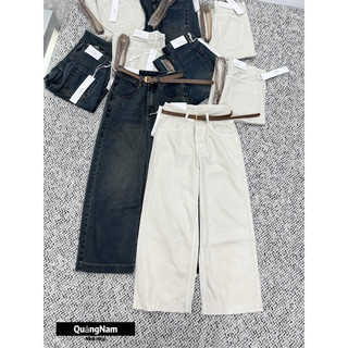 Quần jeans nữ ống suông basic bản gấu to hàng Qccc