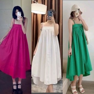 Đầm 2 dây babydoll dáng suông dài vạt bầu