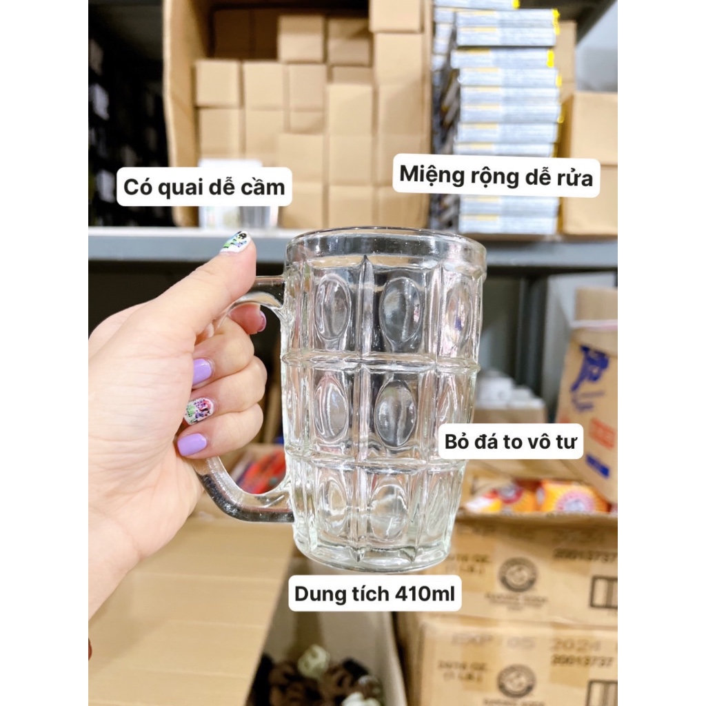 Ly Thủy Tinh Có Quai (410ml) - Ly Bia Thủy Tinh Giá Rẻ