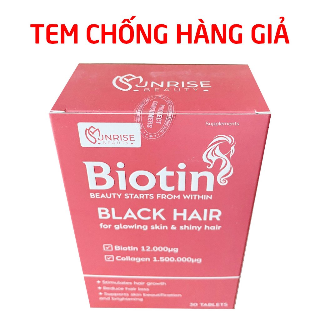 Viên uống khỏe tóc Biotin Black Hair giúp mọc tóc, giảm gãy rụng tóc, tóc yếu, hư tổn - 30 viên