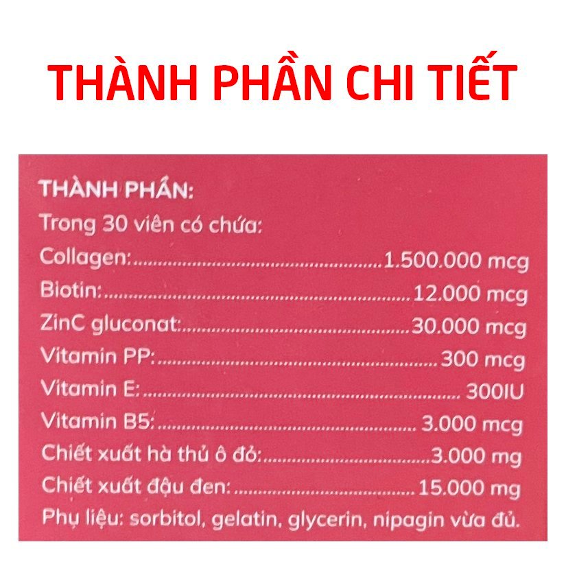 Viên uống khỏe tóc Biotin Black Hair giúp mọc tóc, giảm gãy rụng tóc, tóc yếu, hư tổn - 30 viên