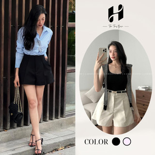 Quần Short Linen Nữ Ống Rộng Cạp Cao Có Túi Không Nhăn, Không Xù, Quần Đùi Sooc Linen Thời Trang Basic H-Store 