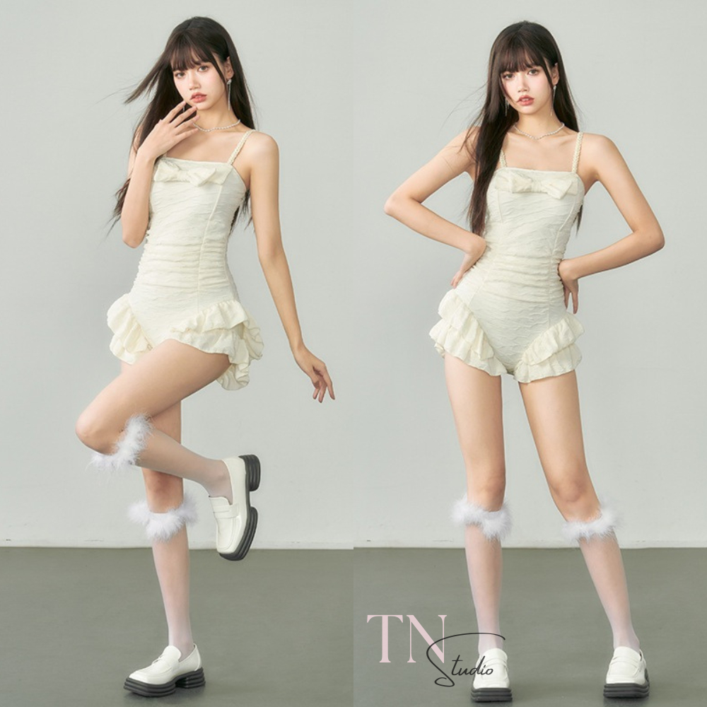 Đồ Đi Biển -  Bikini Liền Thân 2 Dây Đính Nơ Trước Ngực Siêu Tôn Dáng Hot Hit TN1211_Studio