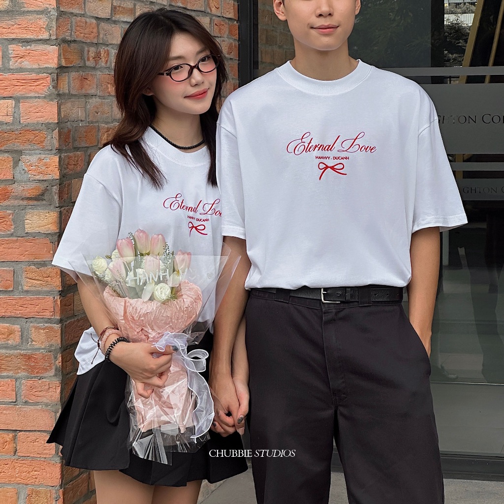 [T-SHIRT IN TÊN THEO YÊU CẦU] CHUBBIE - Áo T-Shirt Oversize in tên theo yêu cầu cho cặp đôi - 'ETERN