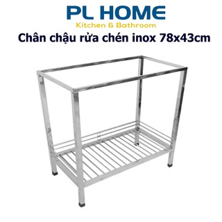 Khung Chân chậu rửa chén 2 hộc 78x43, chất liệu inox - Không bao gồm chậu và vòi