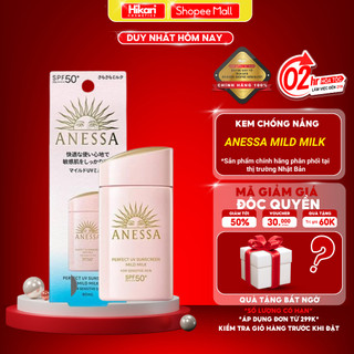 Sữa chống nắng Anessa Perfect UV Sunscreen Mild Milk chống nắng cho da nhạy cảm, công nghệ Aqua Booster chống UV 60ML