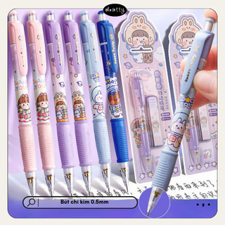 Set Bút Chì Kim Bấm Kèm Hộp Ngòi 0.5mm Có Tẩy, Đồ Dùng Học Tập Họa Tiết Dễ Thương, Dotty - Văn Phòng Phẩm