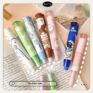 Set Bút Tẩy Chì Bấm Kèm 2 Thanh Gôm Tẩy Dài, Họa Tiết Dễ Thương, Tẩy Có Thể Thay Thế