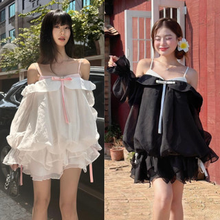 Đầm trễ Vai Bánh Bèo HAMY.FASHION Váy Bánh Bèo Chất Liệu Tơ Nến Màu Trắng Cao Cấp Đẹp Quyến Rũ ,Sang Trọng -Đầm Thiết Kế