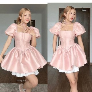  Váy Bánh Bèo HAMY.FASHION ,Váy Tay Bồng Dáng Xòe Chất Liệu Tacta Cao Cấp Đẹp Quyến Rũ ,Sang Trọng - Đầm Thiết Kế 