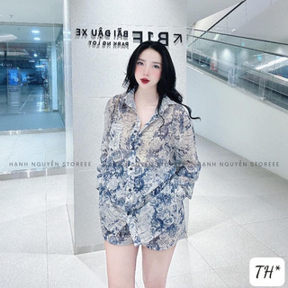 Set Sơmi Lụa Eo Vì Hoạ Tiết Loang Siu Cấp