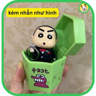 Mô hình Shin cầm nhẫn cầu hôn trong hộp bánh siêu cute đáng yêu Shinosuke Cậu bé bút chì ( kèm nhẫn ) hàng có sẵn full b