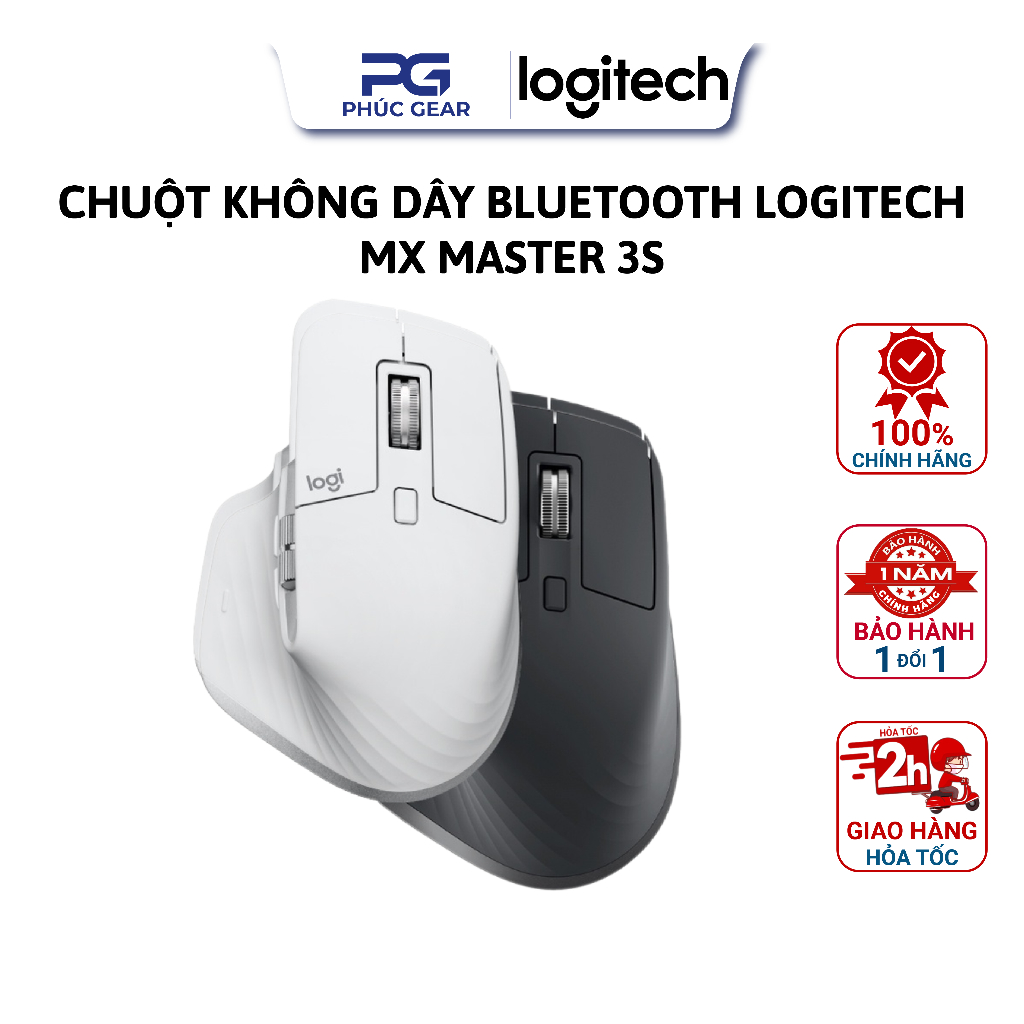Chuột không dây Bluetooth Logitech MX Master 3s – Yên tĩnh, 8K DPI, Cuộn siêu nhanh, sạc USB-C - HÀNG CHÍNH HÃNG
