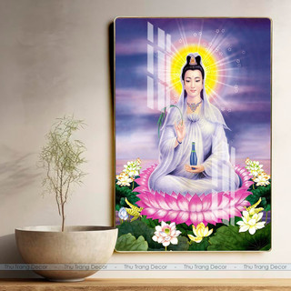 Tranh Tráng Gương Treo Tường "QUAN THẾ ÂM BỒ TÁT - PHẬT GIÁO" In UV 5D Cao Cấp