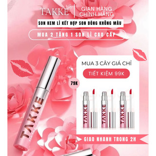 TAKKE Son Kem Lì  Kết Hợp Son Bóng Không Màu Dạng Kem Lâu Trôi 2g