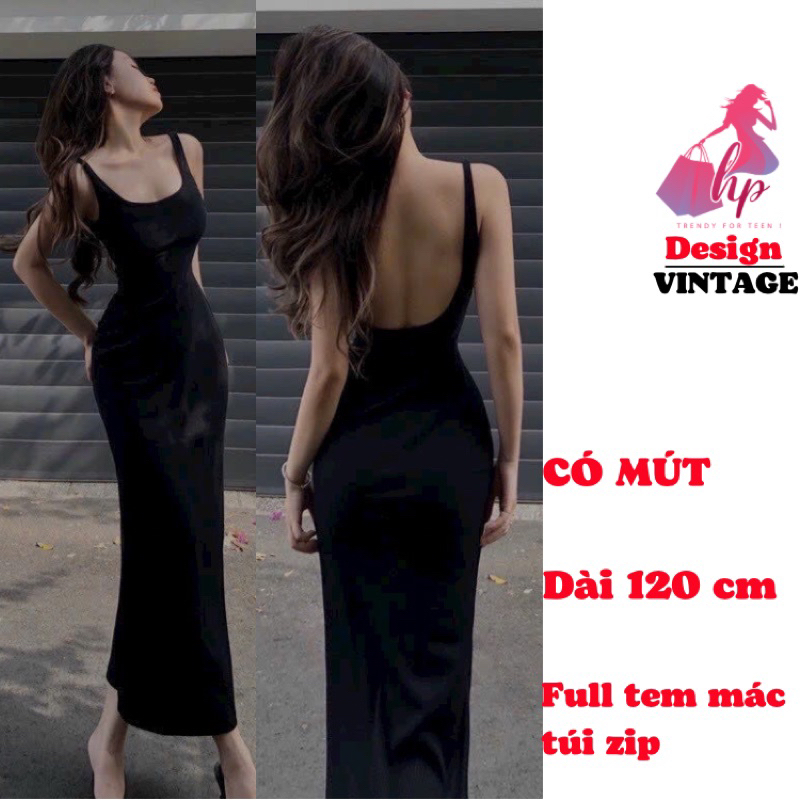 Đầm 2 dây bản to dài hở lưng , váy hai dây nữ maxi dài ôm body màu đen đi tiệc tôn dáng có mút VD956 | BigBuy360 - bigbuy360.vn