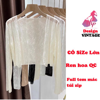 Áo khoác cardigan croptop dài tay nữ vải len lưới hoa xuyên thấu khoác áo kiểu đầm hở sang chảnh G649