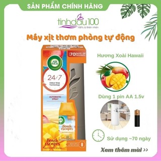 Máy xịt phòng tự động Airwick thơm phòng chạy bằng pin. Tặng bình tinh dầu thơm 250ml. Bảo hành 1 năm Tinh Dầu 100 Shop