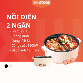 Nồi Điện 2 Ngăn dung tích 5L có thể chiên, xào, nấu, nồi điện 2 ngăn, nồi lẩu đa năng