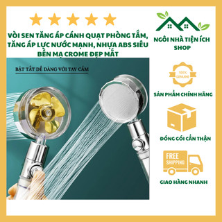 Vòi sen tăng áp cánh quạt phòng tắm, tăng áp lực nước mạnh, nhựa abs siêu bền mạ crome đẹp mắt
