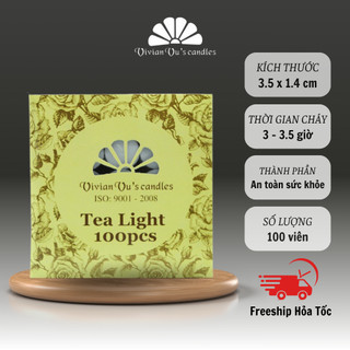 Nến Tealight Ép Cao Cấp VIVIAN Vivian Vu's Candles Kích Thước 3.7x1.4 cm Hộp 100 Viên - Nến Trang Trí Decor