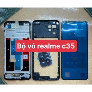 Bộ vỏ xương điện thoại realme C35-có kèm khay sim kính camera và phím bấm