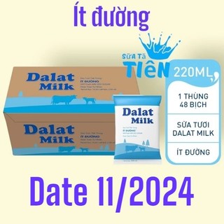 Thùng 48 bịch sữa tươi tiệt trùng ít đường Dalat Milk 220ml "Giá bán đã trừ khuyến mãi"
