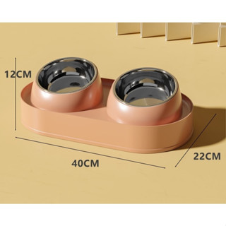 Khay Ăn Đôi Đế Cao Dành Cho Thú Cưng, Chén Ăn Đôi Chó Mèo Chống Kiến, Chống Gù 40x22x12cm Hàng Xịn Có Bát Inox