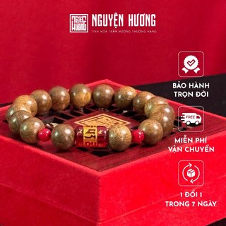 Vòng tay trầm hương Định Tâm banh tròn Mệnh Hoả NGUYỆN HƯƠNG, đính charm phong thuỷ mang đến tài lộc may mắn, kích thước