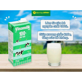 Sữa tươi tiệt trùng  Vinamilk 100% Sữa tươi hộp 1 lít