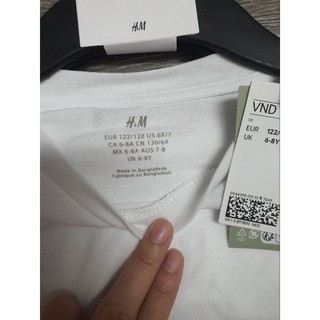 Áo phông màu trắng HM H&M auth cho bé 4-16y