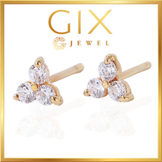Bông tai bạc mạ vàng ghép 3 viên đá chất lượng cao cấp Cz Gix Jewel BT10