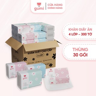 thùng 30 gói giấy ăn cao cấp Gumi 3 lớp / 4 lớp mềm mịn, tiện lợi cho gia đình